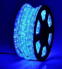 DINGFU 50ft 360 LED Waterproof Rope Lights,110V Connectable Indoor Outdoor Blue Rope Lights for Deck, Patio, Pool, Camping, Bedroom Decor, Landscape