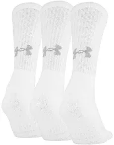 Under Armour UA Training Cotton Crew  Socks 3 Pair Large Men 8-12 MultiColors