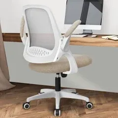 Neo Chair Adjustable Office Chair with Flip-Up Padded Armrest Ergonomic Back Support, Beige