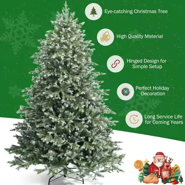 Costway 7ft Artificial Christmas Spruce Hinged Tree w/ 1260 Mixed PE & PVC Tips