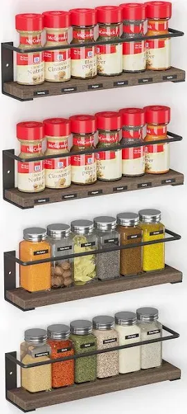 SpaceAid 4-Pack Wooden Spice Rack Organizer