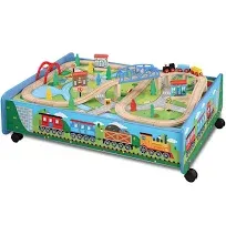 Brio and Thomas & Friends 62 Piece Wooden Train Set with Train Table and Trundle