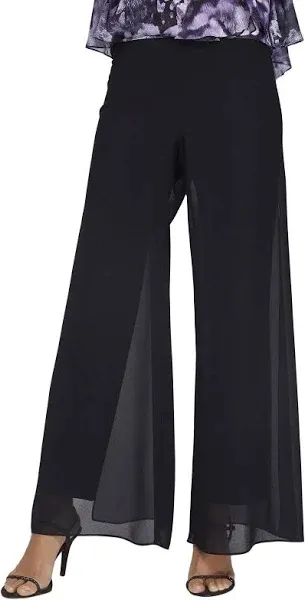 Alex Evenings Women's Wide-Leg Chiffon Pants (xl, Black)