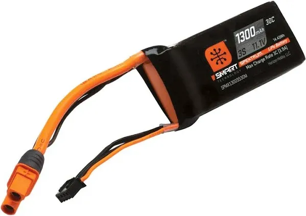 3 Cell 1300mAh 11.1V 30C Smart G1 LiPo w/IC3