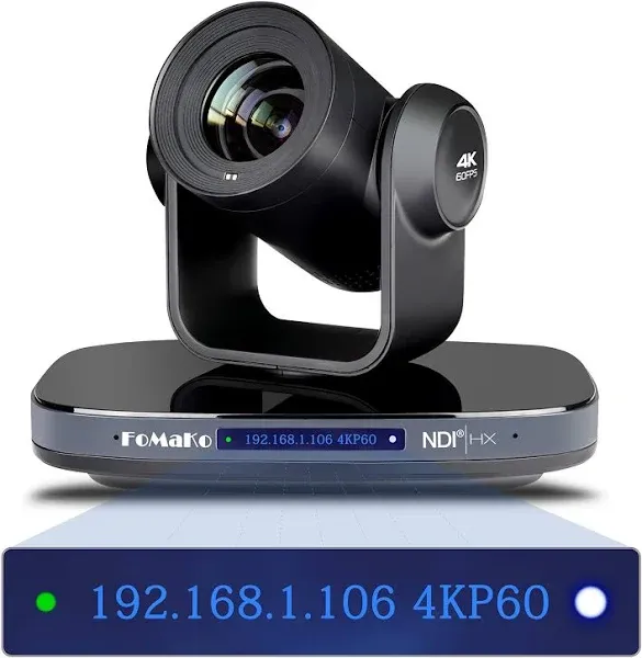 FoMaKo 4K NDI Camera 60FPS 20X Optical Zoom, AI Auto-Tracking NDI PTZ Camera, USB3.0 3G-SDI HDMI 4K PTZ Camera for Church Worship Education Conference Events, (NDI License Included) (K820N)