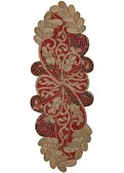 Cotton Craft Celebration Scrolling Leaves Beaded Table Runner