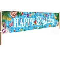 Pool Birthday Party Decorations Extra Large Size Happy Birthday Pool Party Banner