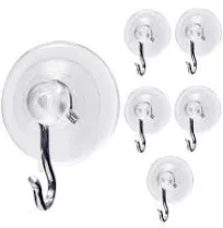 Suction Cup Hooks Wall Hooks for Hanging All Purpose Hook Wall Hangers Without Nails Heavy Duty -Made in USA (3 lbs/ 6 Pack)