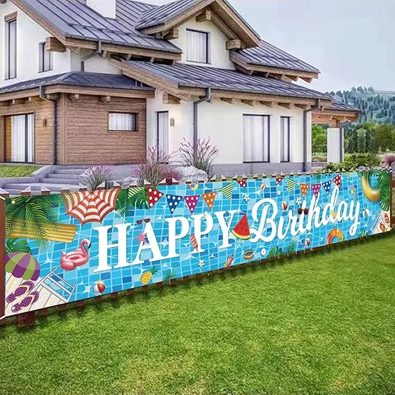 Pool Birthday Party Decorations Extra Large Size Happy Birthday Pool Party Banner