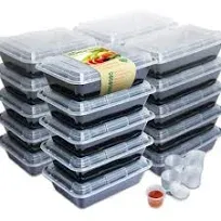 Enther 20 Pack Single 1 Compartment Meal Prep Containers with Lids