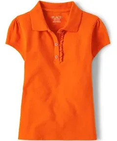 The Children's Place Girls' Uniform Ruffle Pique Polo