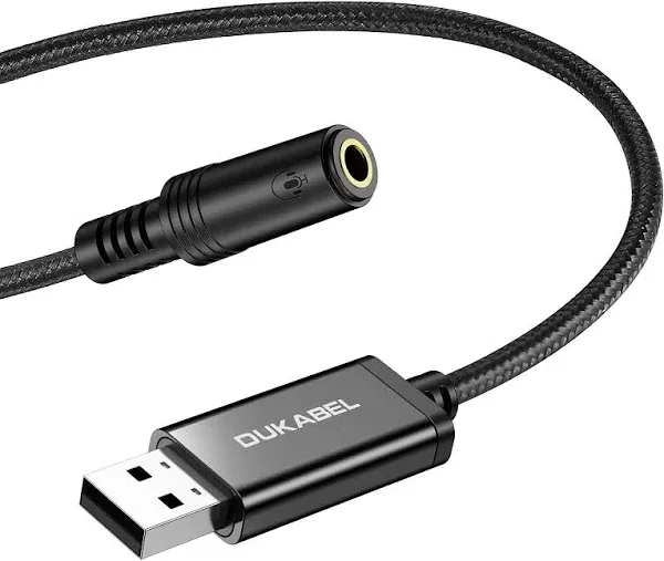 USB to 3.5mm Jack Audio Adapter, USB to Aux Cable with TRRS 4-Pole Mic-Suppor...