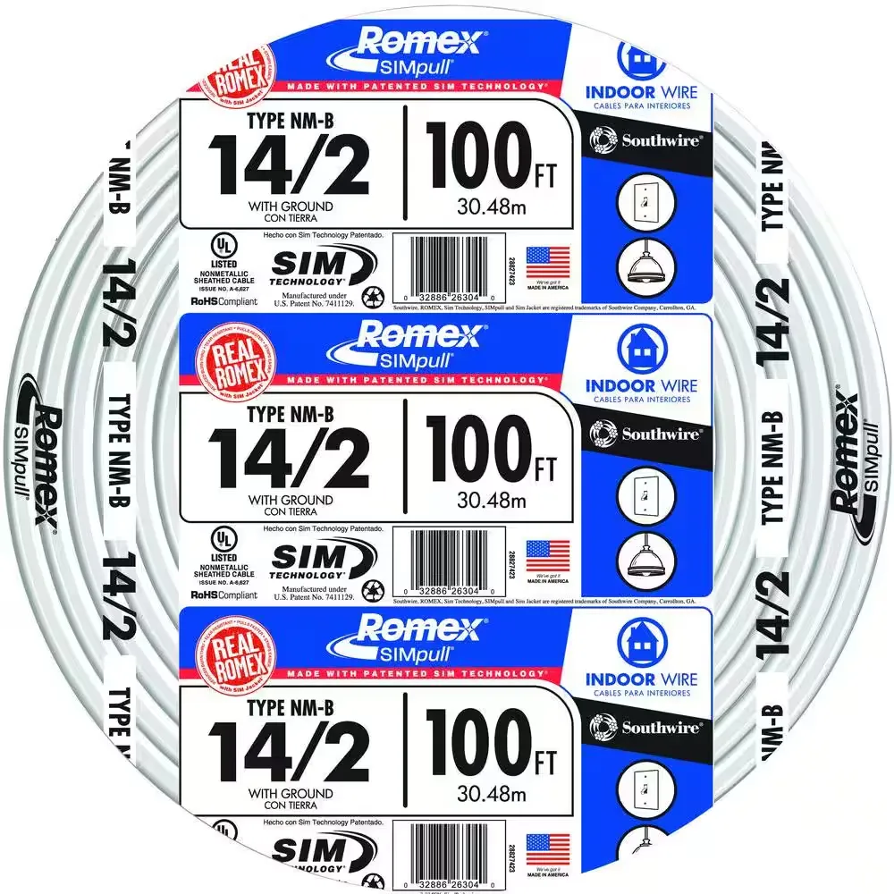 ROMEX 14/2 100&#039; NM-B Wire Southwire SIMpull 100Ft  W/Ground 600V MADE IN USA