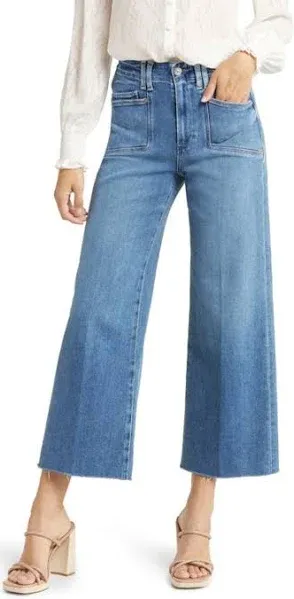 PAIGE Anessa High-Rise Wide-Leg Distressed Jeans