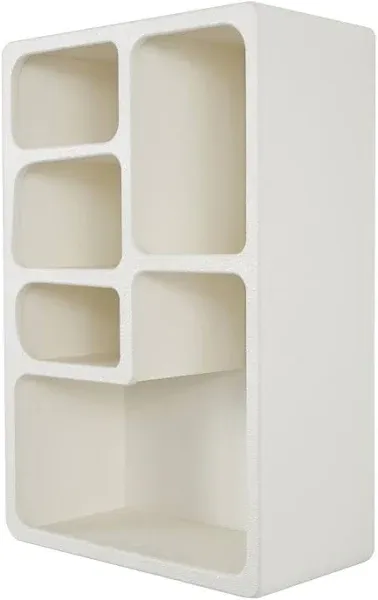 Deco 79 Wooden Geometric Arched Wall Shelf with Block Shapes, 24" x 10" x 31", Cream