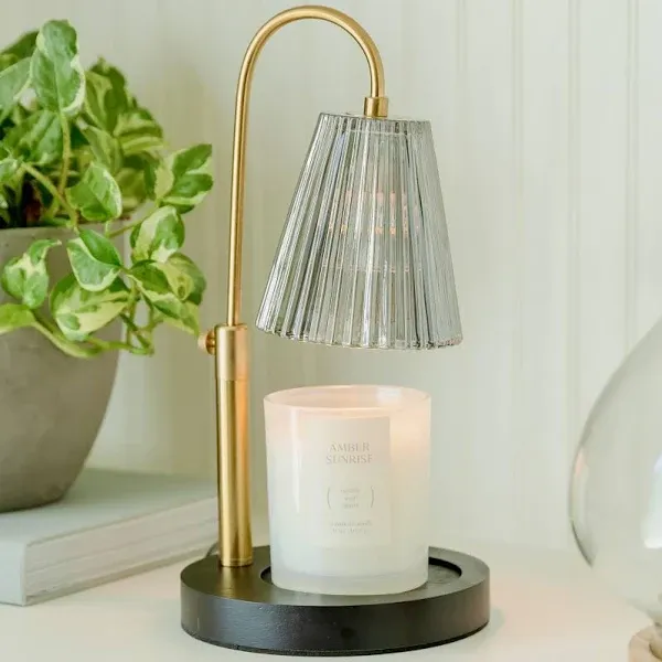 STERN & SPLENDID Flameless Candle Warmer Lamp for Jar Candles Large & Small – Dimmable Lamp Candle Warmer Electric with Large Marble Base & Adjustable Height –