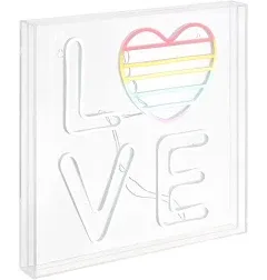 JONATHAN Y Love Square Contemporary Glam Acrylic Box USB Operated LED Neon Light