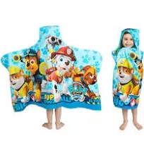 Franco Kids Bath and Beach Soft Cotton Terry Hooded Towel Wrap, 24 inch x 50 inch, Paw Patrol Blue