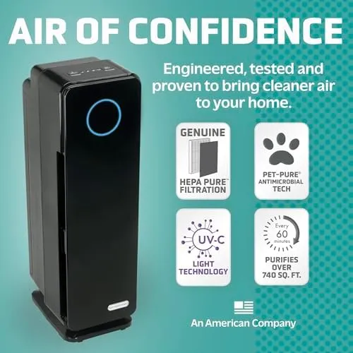 GermGuardian Air Purifier for Homes with Pets AC4300BPTCA Elite Air Purifier