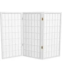 Oriental Furniture Shoji Screen 52.5&#034; x 36.25&#034; 3-Panel Folding Wood in White