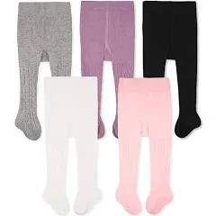 CozyWay Baby Girls Cable Knit Cotton Leggings (5 Pack)