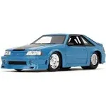 1989 FORD MUSTANG GT BLUE &#034;FAST &amp; FURIOUS&#034; 1/24 DIECAST MODEL CAR BY JADA 34922