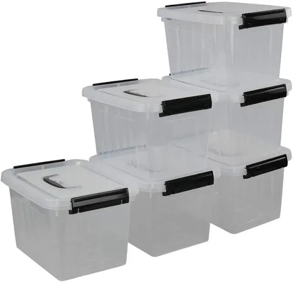 Idomy 6 Quart Plastic Storage Box, Clear Storage Bins with Lid, Pack of 6