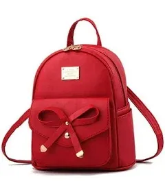 Esafio Girls Bowknot Cute Leather Backpack Mini Backpack Purse for Women