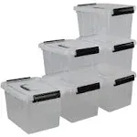 Idomy 6 Quart Plastic Storage Box with Lid (Pack of 6)