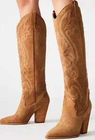 Steve Madden Lasso Western Boot ~ Chestnut Suede