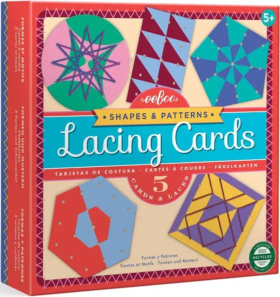 Shapes & Patterns Lacing Cards eeBoo Montessori Toys for First Grade