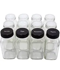 U-Pack 12 Pieces of French Square Glass Spice Bottles