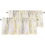 Driftaway Tree Branch Abstract Ink Printing Lined Thermal Insulated Window Curtain Valance Rod Pocket 52 inch by 18 inch Plus 2 inch Header Yellow 2