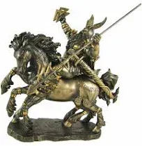 Norse God Odin Riding on a Horse Resin Statue