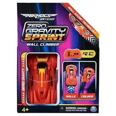 Air Hogs, Zero Gravity Sprint RC Car Wall Climber, Red USB-C Rechargeable Indoor