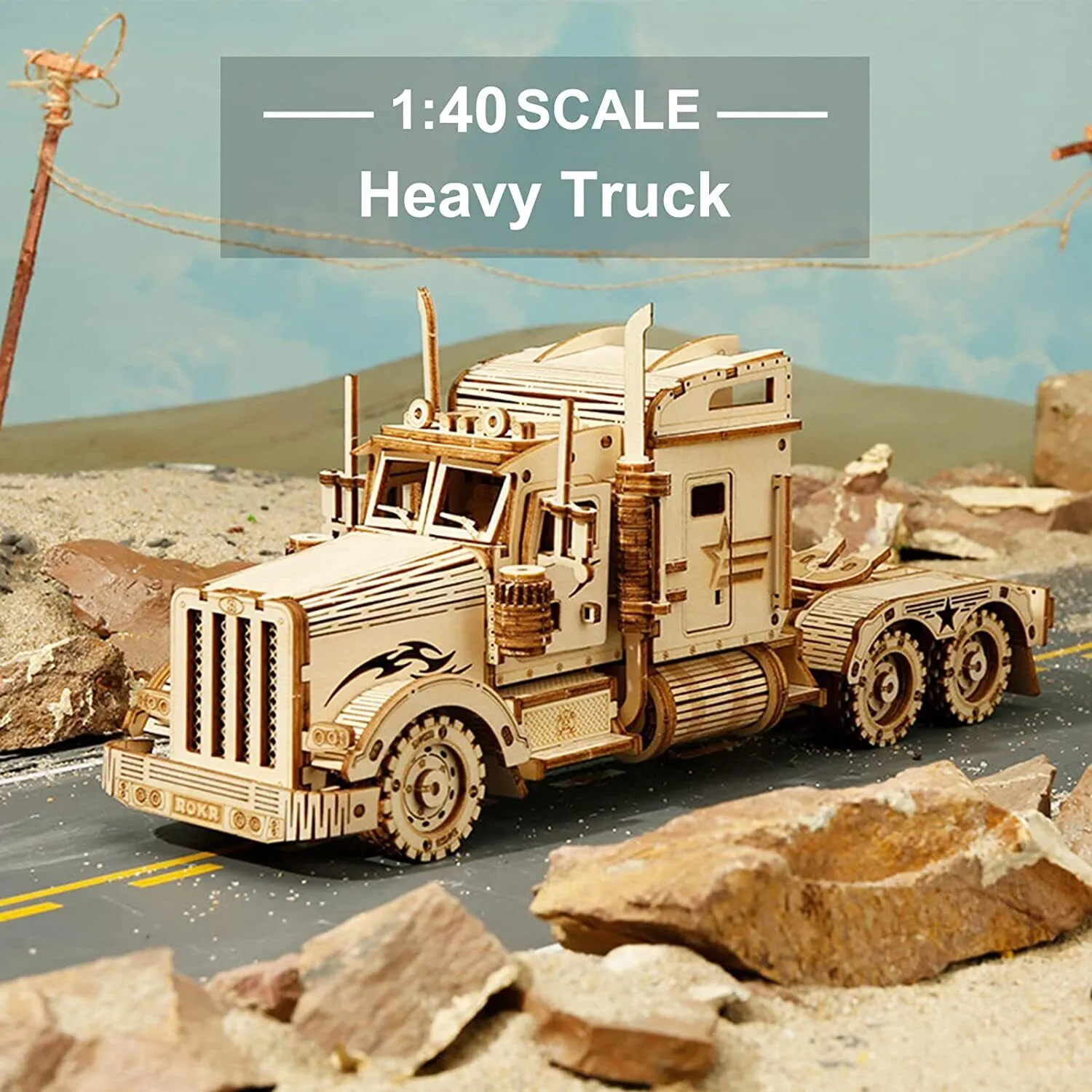 Robotime ROKR Heavy Truck Scale Model 3D Wooden Puzzle MC502