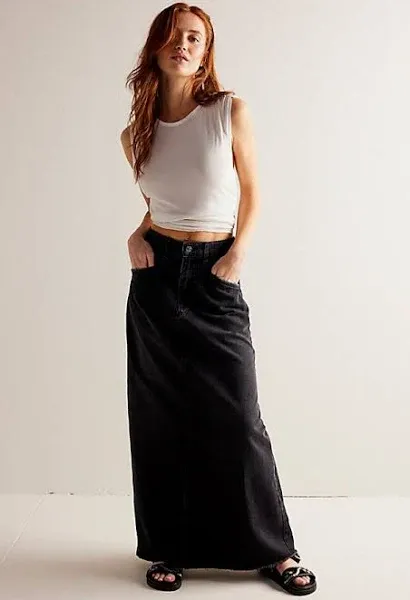 Free People Come As You Are Denim Maxi Skirt