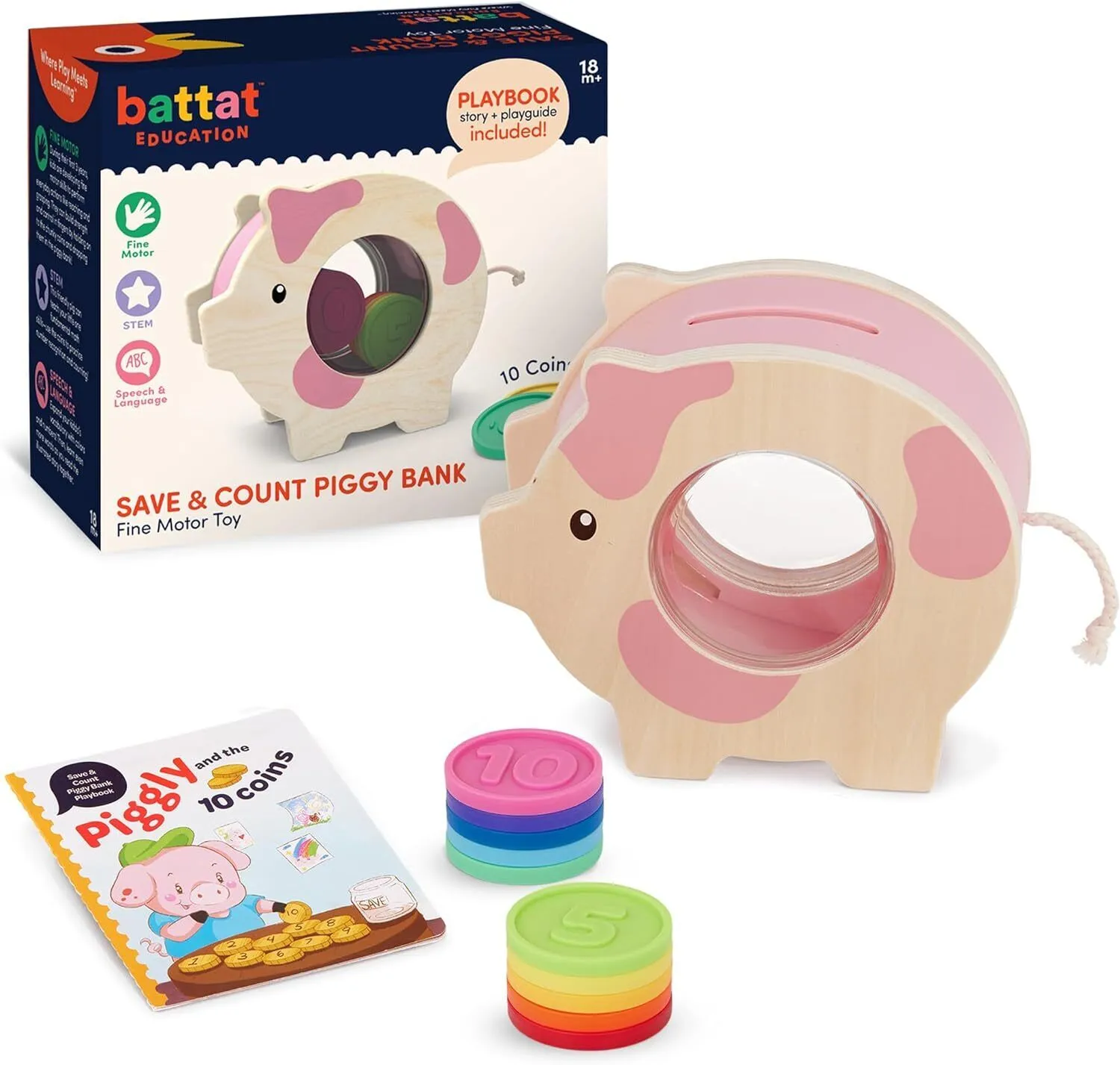 Battat Education Wooden Piggy Bank