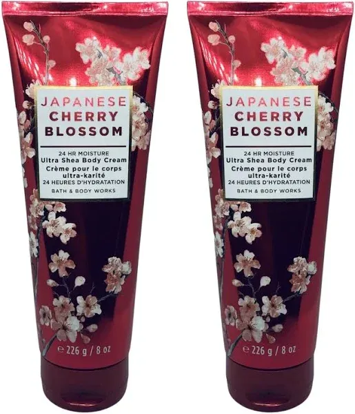 Bath and Body Works 2 Pack Japanese Cherry Blossom Ultra Shea Body Cream 8 oz