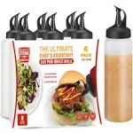 6 Pack Condiment Squeeze Bottles for Sauces - 8 Oz Squirt Bottles for Liquids, Easy Pour Sauce Bottles with Leak Proof Snap Cap, Condiment Bottles, Plastic Squeeze Bottles for Liquids, Ketchup, Oil