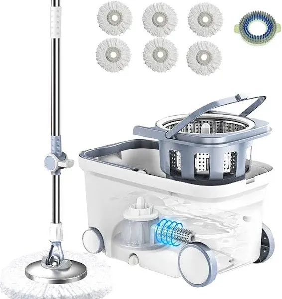 Michao Spin Mop Bucket Deluxe 360 Spinning Floor Cleaning System