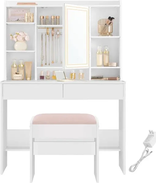 VASAGLE Vanity Desk with Power Outlets