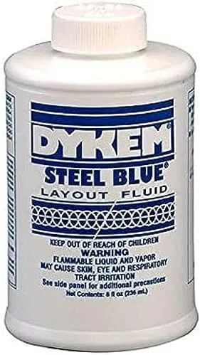 Dykem Layout Fluid Blue, 8 oz. Can and Brush in Cap. Machinist Dye for Metal Lay