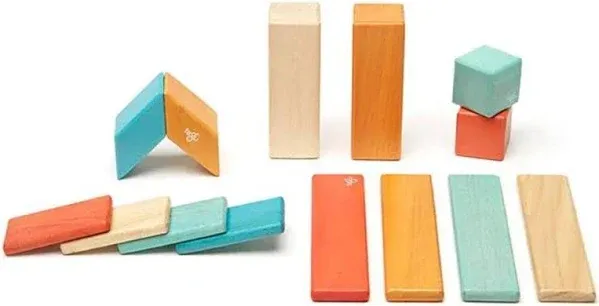 14 Piece Magnetic Wooden Block Set - Sunset