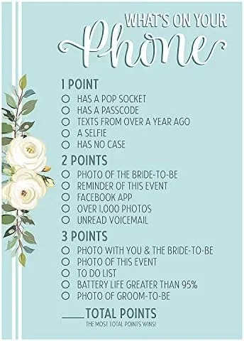 What&#8217;s on Your Phone Bridal Shower Game - 12 Pc.