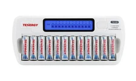 Tenergy TN160 12-Bay NiMH AAA/AA Battery Charger AA NiMH Rechargeable Batteries