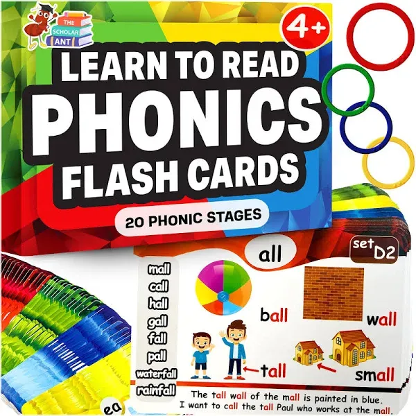 Phonics Flash Cards - Learn To Read In 20 Phonic Stages - Digraphs Cvc Blends Lo