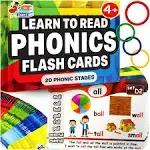 Phonics Flash Cards - Learn to Read in 20 Phonic Stages - Digraphs CVC Blends 