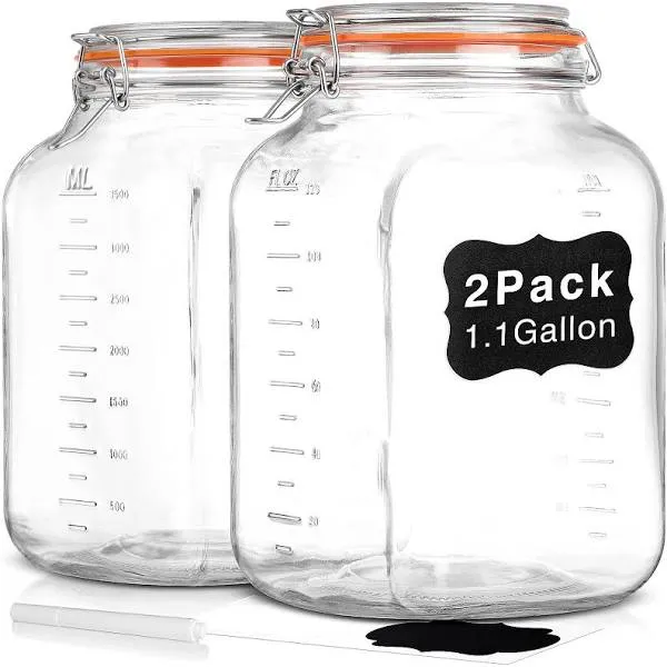 2 Pack Square Super Wide Mouth Airtight Glass Storage Jars with Lids