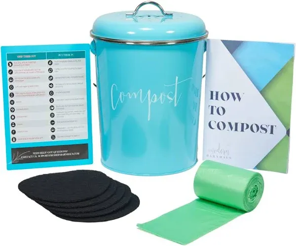 Compost Tumbler Teal Kitchen Compost Bin Countertop Indoor Compost Bin Kitche...